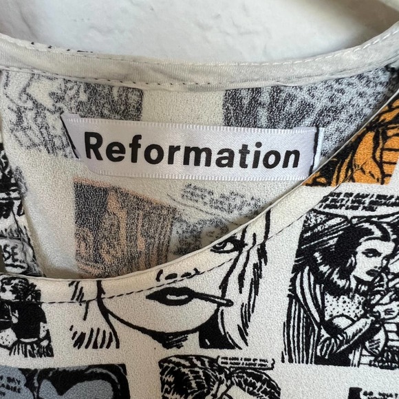 Reformation Lilah Comic Print Dress size Large - Picture 12 of 14